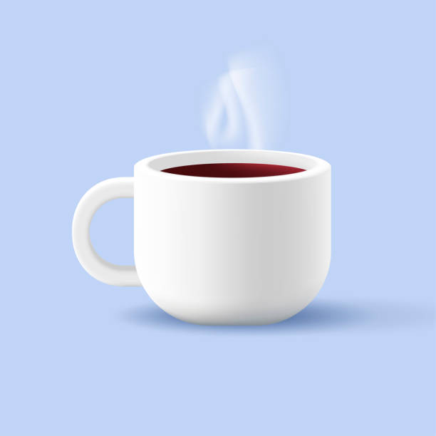 illustrations, cliparts, dessins animés et icônes de illustration web 3d d’une tasse à café avec boisson chaude - tea hot drink cup dishware