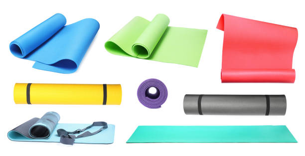 istock Set with colorful camping mats on white background 1408198900