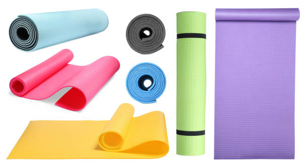 istock Set with colorful camping mats on white background 1408198903