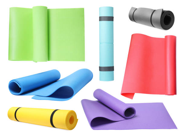 istock Set with colorful camping mats on white background 1408198938