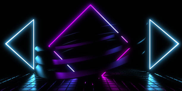 istock 3D abstract background with neon lights. neon tunnel  .space construction . .3d illustration 1408201656