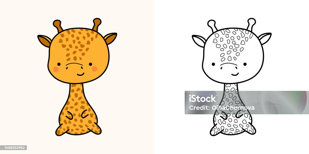 Cute Clipart Giraffe Illustration And For Coloring Page Cartoon Clip Art  Giraffe Vector Illustration Of A Kawaii Animal For Stickers Baby Shower  Coloring Pages Prints For Clothes Stock Illustration - Download Image