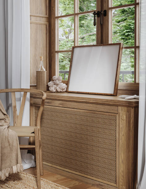 istock Mockup frame in farmhouse room interior background 1408203019