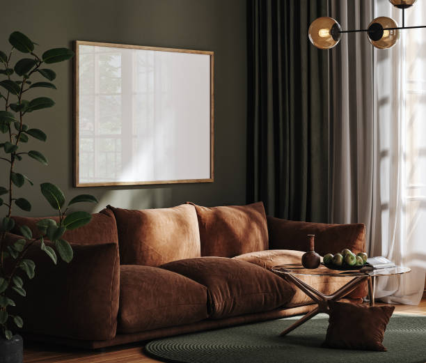 istock Frame mockup in modern dark home interior background 1408203050