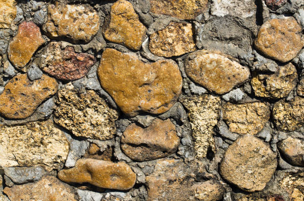 istock Texture of masonry with cobblestones and cement. 1408203503