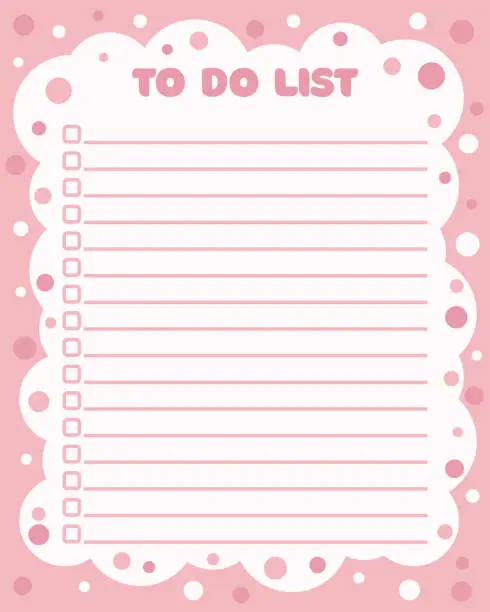 Vector illustration of Cute pink planner to do list