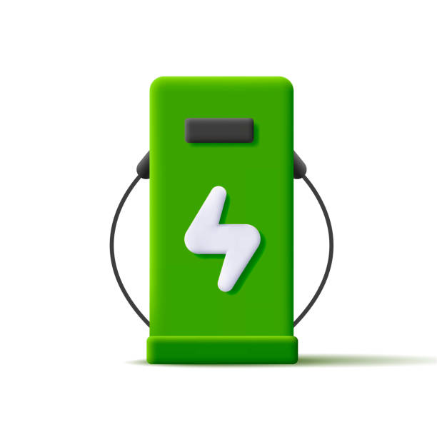 전기 자동차 충전기 역의 3d 아이콘 그림 - car backgrounds battery service stock illustrations