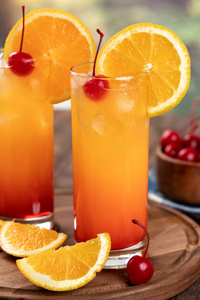 istock Tequila sunrise cocktail with cherry and orange slice 1408217523