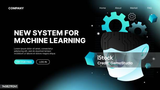 System For Machine Learning Landing Web Page Design Stock Illustration ...