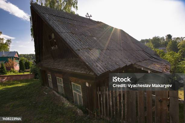 Old Russian Wooden Hut Ples Ivanovo Region Stock Photo - Download Image Now - Ancient, Bridge - Built Structure, Color Image