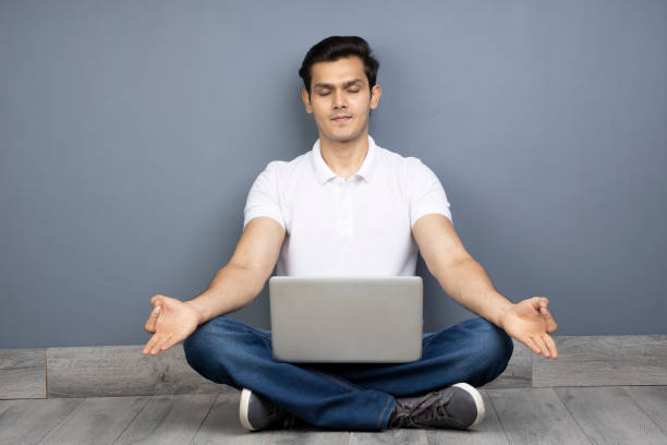 istock Handsome man using laptop, stock photo 1408224450