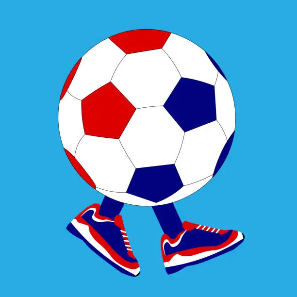 Vector illustration of Red, white and blue football