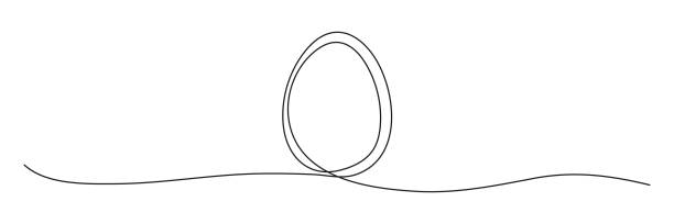 ilustrações de stock, clip art, desenhos animados e ícones de egg continuous one line drawing. - easter egg illustrations