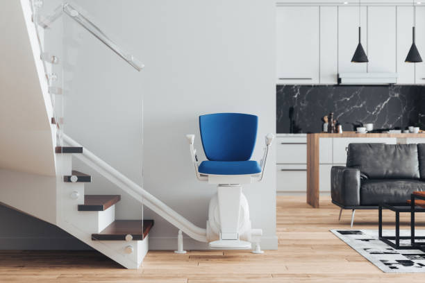 Stair Lift In A Modern Home stock photo