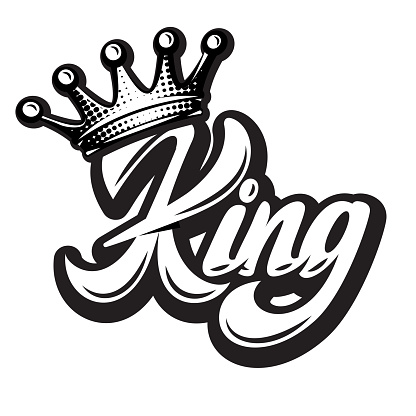 Vector illustration with crown and calligraphic inscription King.