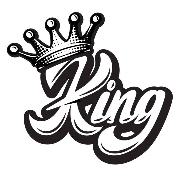 Vector illustration with crown and calligraphic inscription King Vector illustration with crown and calligraphic inscription King. king crown stock illustrations