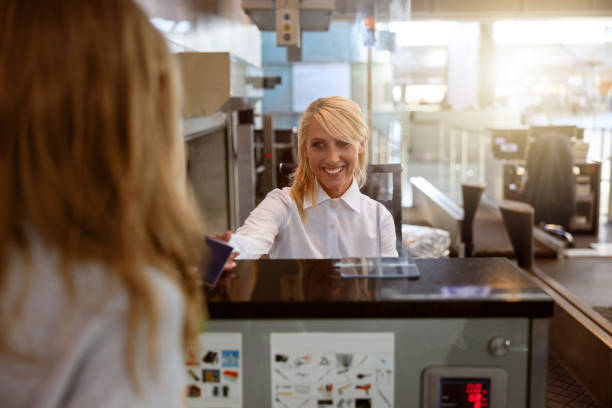 istock Attractive employee of the control service going to check the documents 1408233153