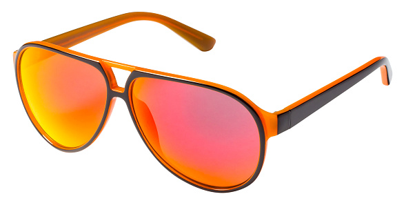 Orange stylish fashion sunglasses, isolated on white background