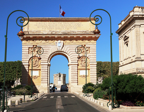 The Arc de Triomphe or Porte du Peyrou, monument of Montpellier.