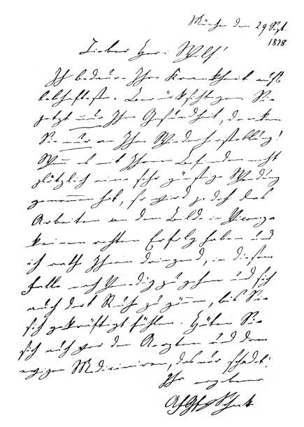 ドイツの詩人、芸術、文学史家であるグラーフ・フォン・シャックによる1878年の手書きの手紙。 - literary点のイラスト素材／クリップアート素材／マンガ素材／アイコン素材