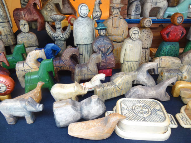 Russian folk crafts - traditional wooden toys - wooden figurines made of wood
