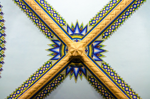 Low angle view ceiling, ceiling panels