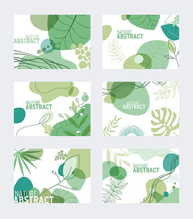 Set of modern abstract floral templates for various purposes with copy space