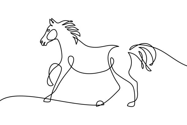 running pferd - horse sign black vector stock-grafiken, -clipart, -cartoons und -symbole