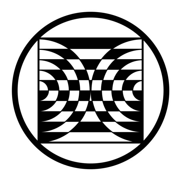 zwei welten, geteilte welt, symbol in einem kornkreis, quadratur des kreises - kornkreise stock-grafiken, -clipart, -cartoons und -symbole