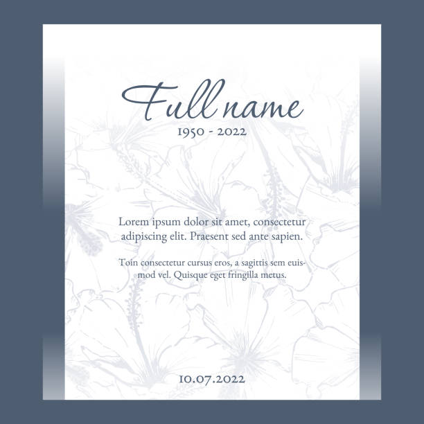 card template with blue floral background illustration card template funeral with blue floral background. Vector illustration for card remembrance day background stock illustrations