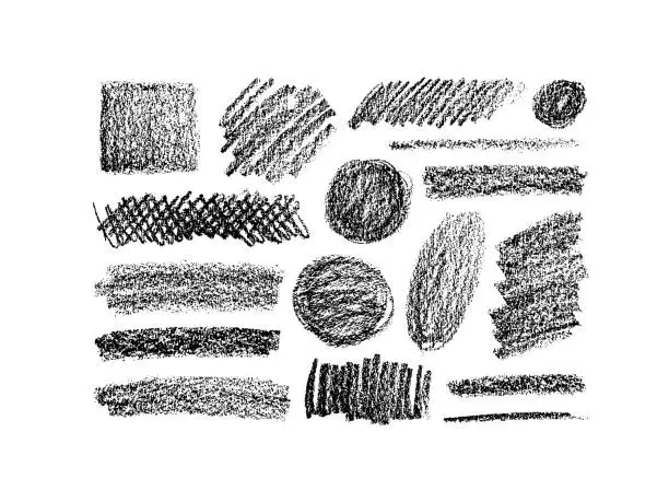 Vector illustration of Soft charcoal bold smears, wide brush stroke geometric shapes.