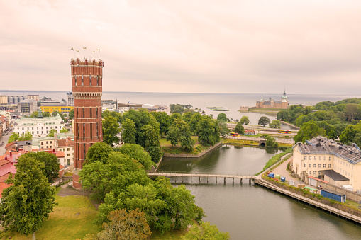 Kalmar cityscape, water tower close