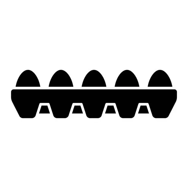 Vector illustration of Eggs icon. Box, container, cassette. Black silhouette. Front side view. Vector simple flat graphic illustration. Isolated object on a white background. Isolate.