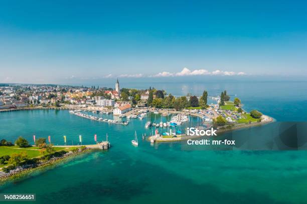 Romanshorn Harbour Basin Drone View Stock Photo - Download Image Now - Bodensee, Switzerland, Harbor
