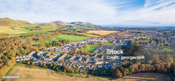 Panoramic View Over The Town Of Penicuik Scotland Stock Photo - Download Image Now - Midlothian - Scotland, Aerial View, Bungalow