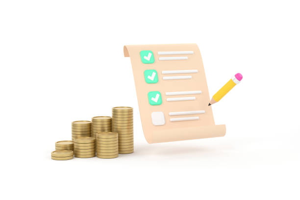 istock check list, check mark, pile money coins isolated. 1408259001