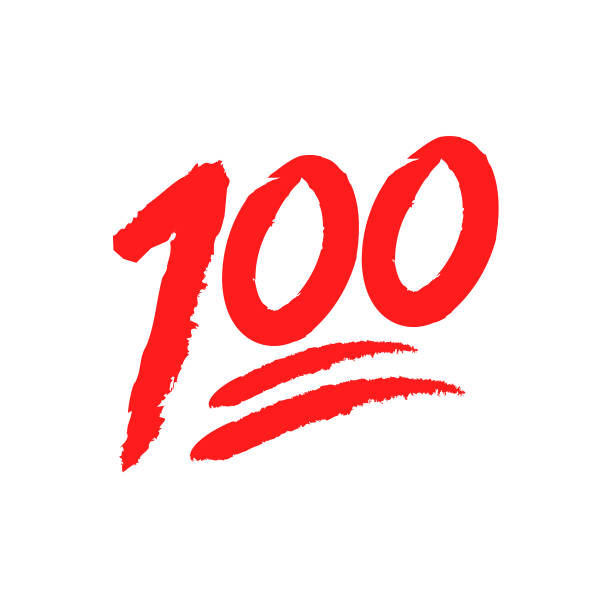 illustrations, cliparts, dessins animés et icônes de icône emoji de cent points - 100
