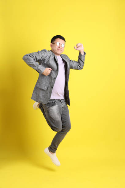 男性、スタイル - men businessman jumping levitation ストックフォトと画像