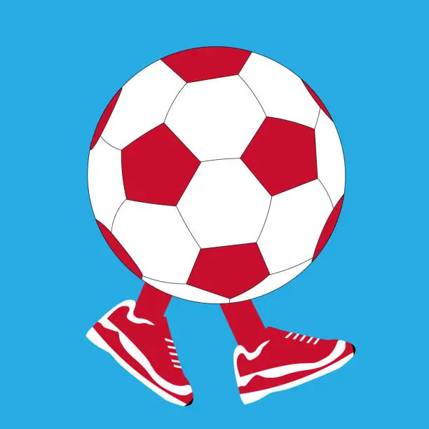 Vector illustration of Red and white football