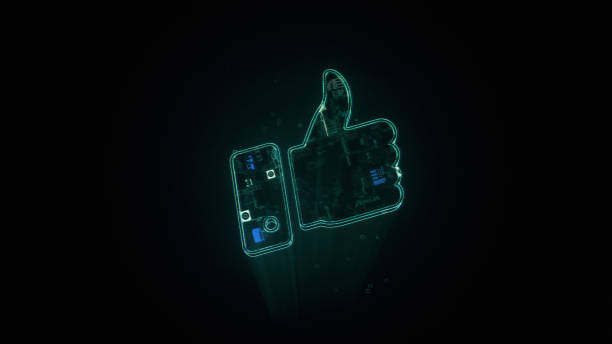 istock Like icon hologram on black background 1408270724