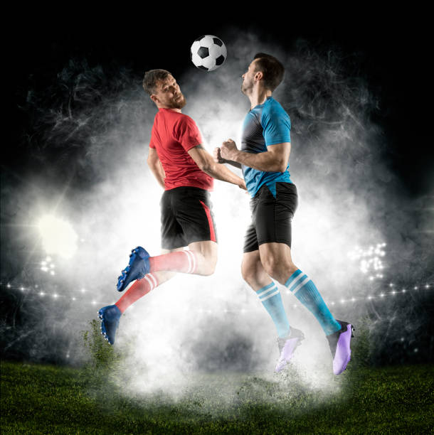 istock Soccer player hitting ball with head 1408270767