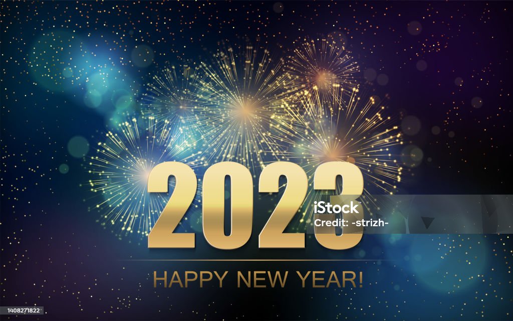 Contexte abstrait du Nouvel An 2023 avec feux d’artifice. Vecteur - clipart vectoriel de Saint-Sylvestre libre de droits