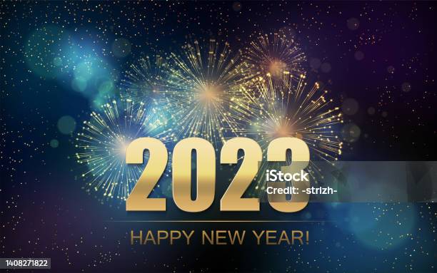 Capodanno 2023 Sfondo Astratto Con Fuochi Dartificio Vettore - Immagini vettoriali stock e altre immagini di Vigilia di Capodanno