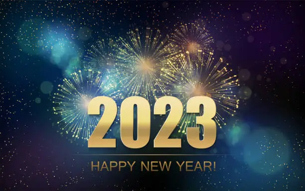 Vector illustration of 2023 New Year Abstract background with fireworks. Vector