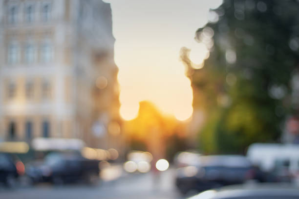 istock Beautiful sunset city bokeh. 1408273232