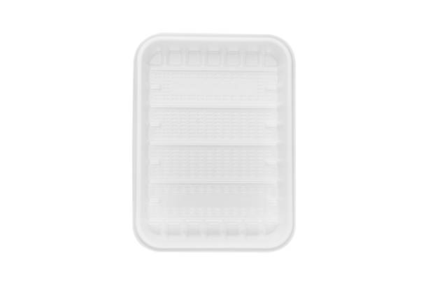 istock Plastic crate for food disposable top view with clipping path isolated on white background. Plastic packaging design. Empty container template for beauty or food products 1408275410