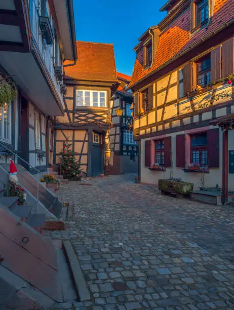 Engelgasse alley, Gengenbach, Kinzigtal, Ortenau, Black Forest, Baden-Württemberg, Germany, Europe, 10 December 2019