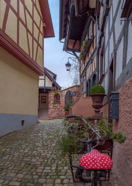 Cobbled alley, Gengenbach, Kinzigtal, Ortenau, Black Forest, Baden-Württemberg, Germany, Europe, 11 December 2019