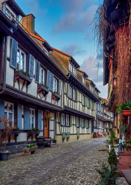 Engelgasse alley, Gengenbach, Kinzigtal, Ortenau, Black Forest, Baden-Württemberg, Germany, Europe, 10 December 2019