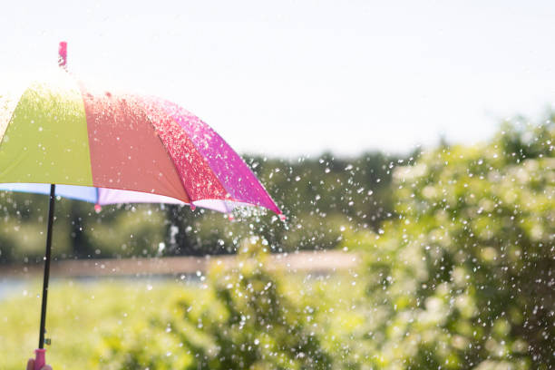 istock Colorful umbrella and summer rain. 1408277800